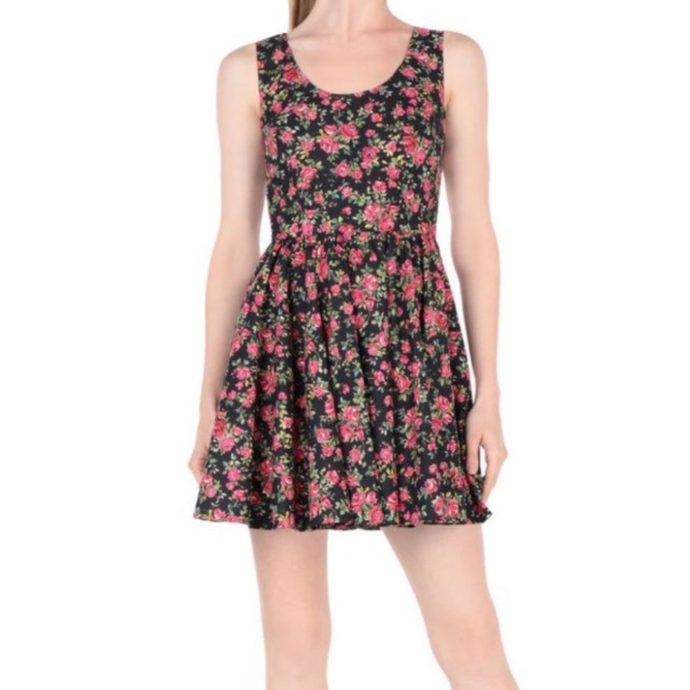 Dolce & Gabbana Black and Pink Floral Mini Dress- Size 50